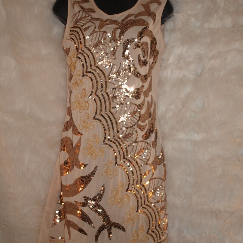 Anna-Kaci Dress peach with gold embellishments